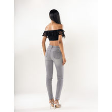 Jean push up gris clair slim avec cinq poches